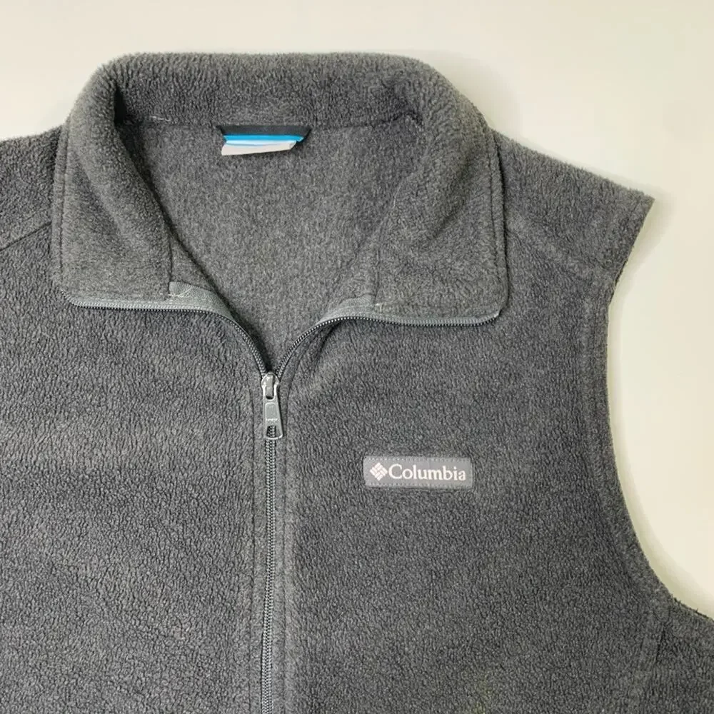Columbia Vest Mens S Small Graphite Steens Mountain Fleece Mock Neck Full Zip